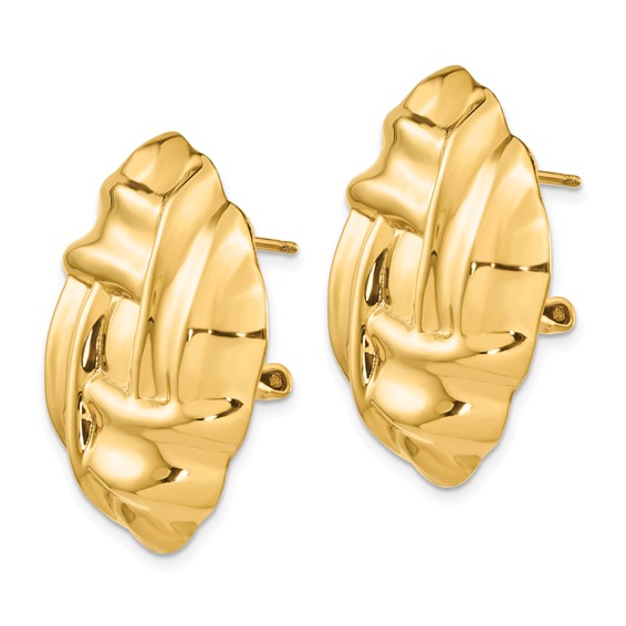 Gold Square Weaved Omega Back Earrings