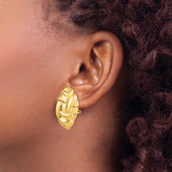 Gold Square Weaved Omega Back Earrings