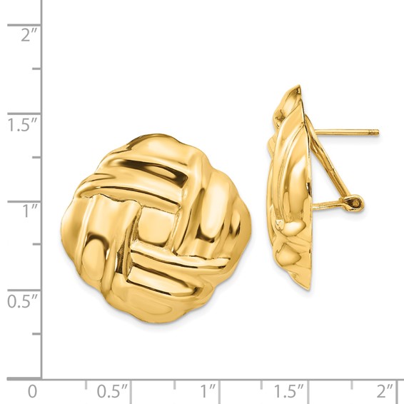 Gold Square Weaved Omega Back Earrings