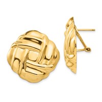 14K 27mm Polished Woven Omega Back Post Earrings view 1