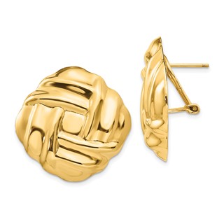 14k 27mm Polished Woven Omega Back Post Earrings