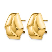 14K Yellow Gold Polished Knot Omega Back Post Earrings view 2