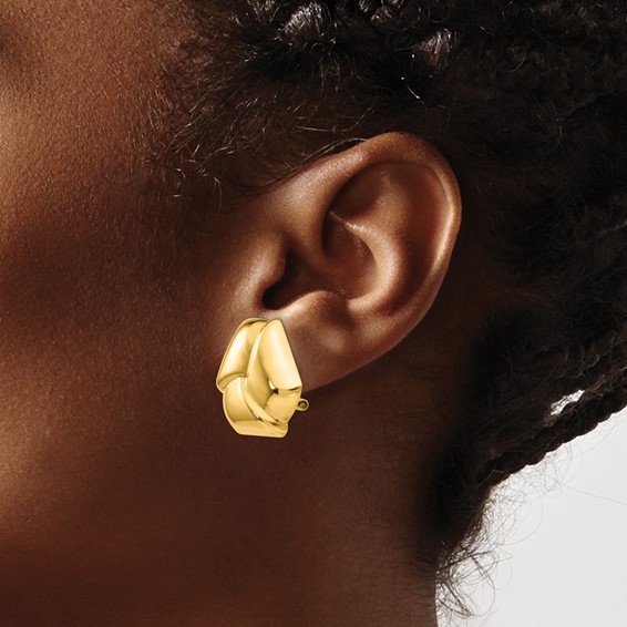 14k Polished Knot Omega Back Post Earrings