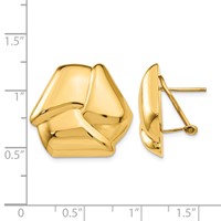 14K Yellow Gold Polished Knot Omega Back Post Earrings view 4