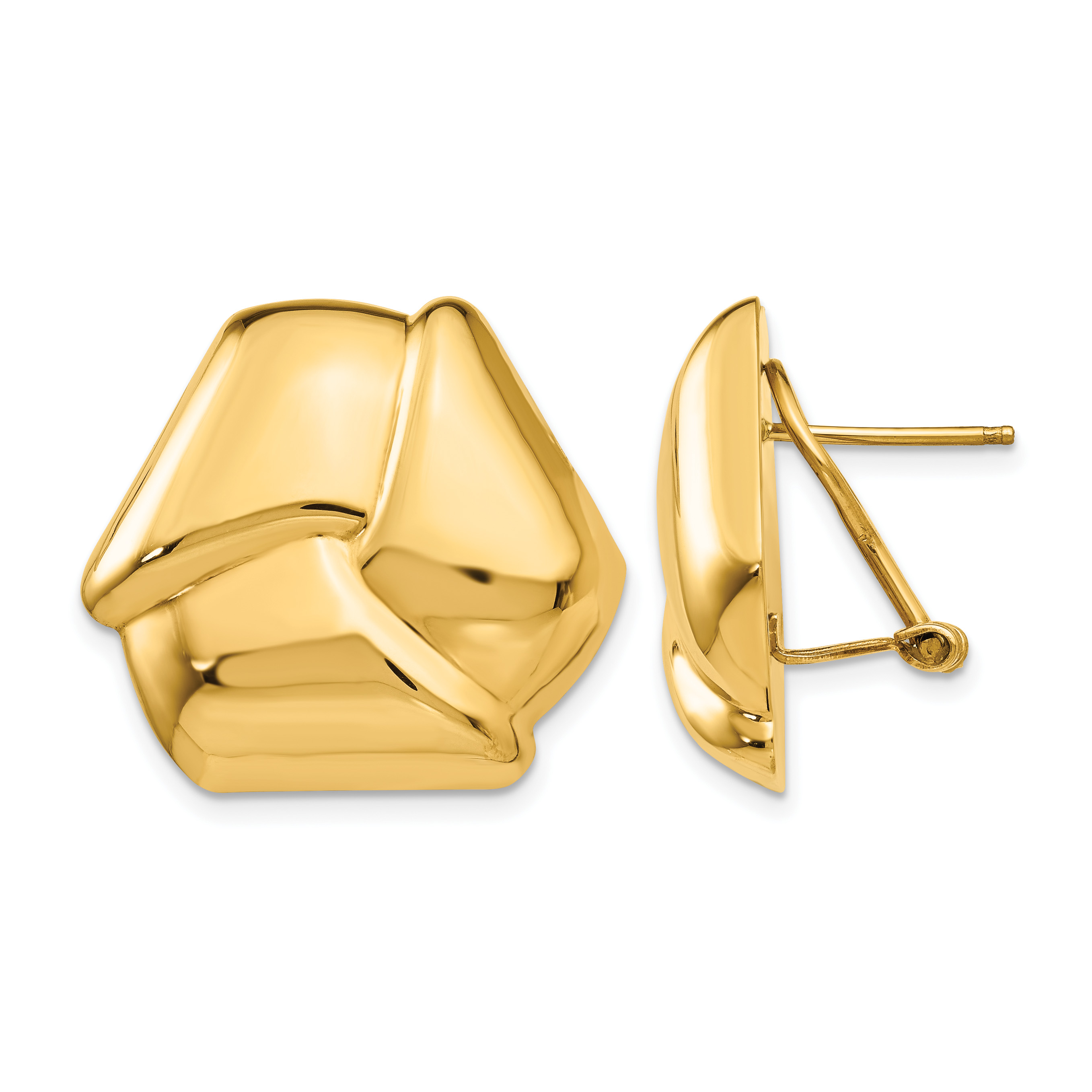 14k Polished Knot Omega Back Post Earrings (E428)
