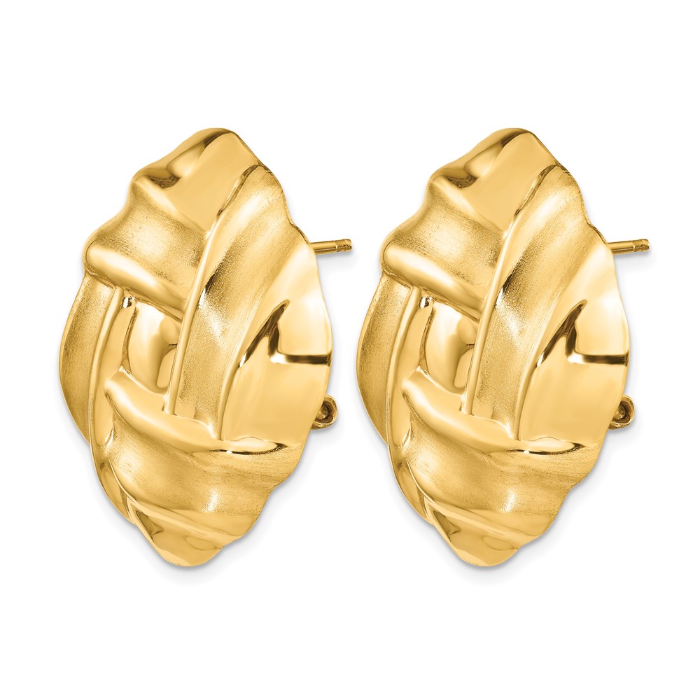 14k Polished & Satin Omega Back Post Earrings (E564)