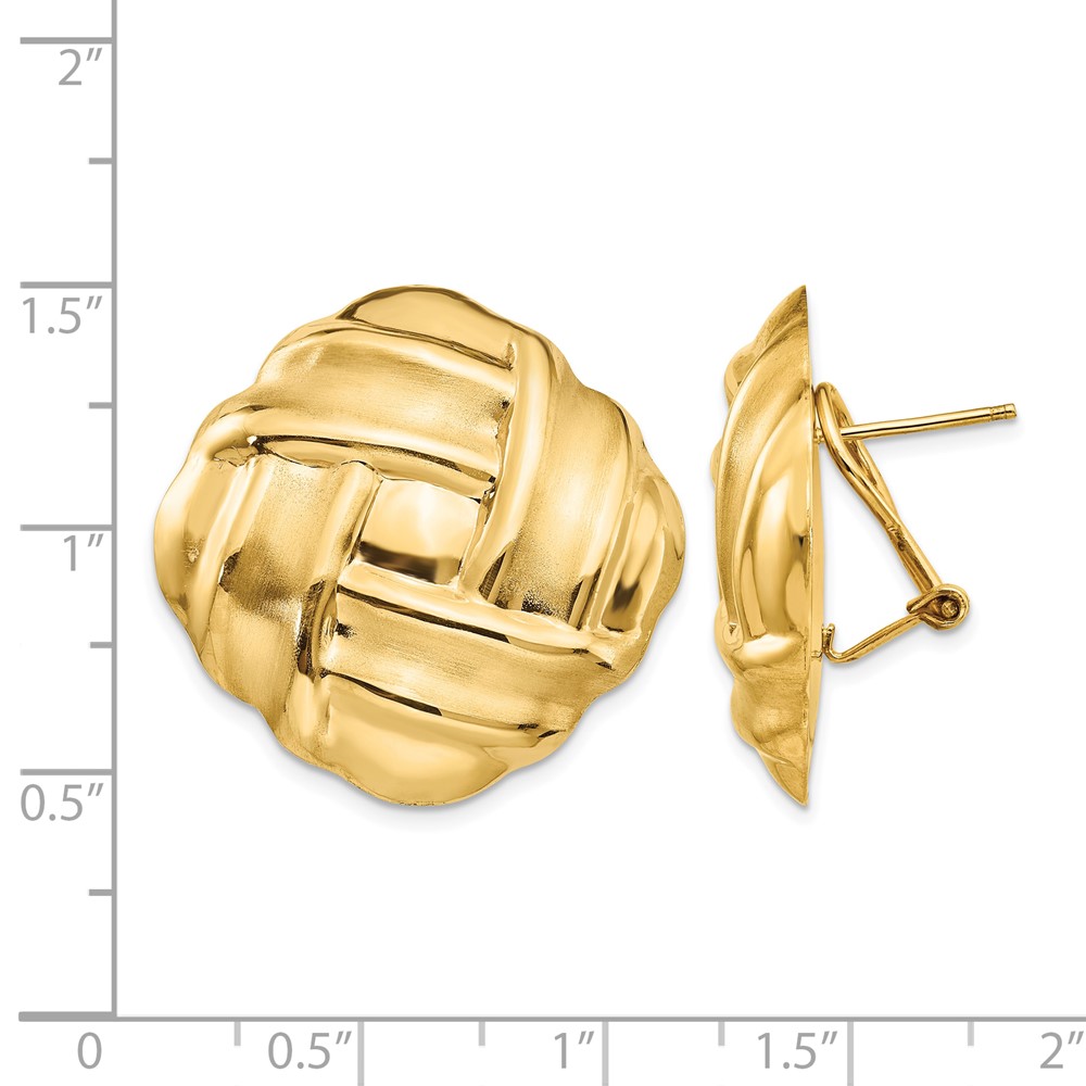 14k Polished & Satin Omega Back Post Earrings (E564)