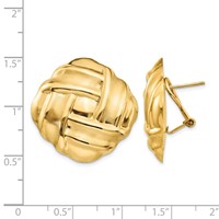 14K 27mm Yellow Gold Polished and Satin Woven Omega Back Post Earrings view 4
