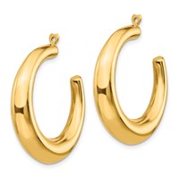 14K Yellow Gold Polished Hollow Tapered Hoop Earring Jackets view 2