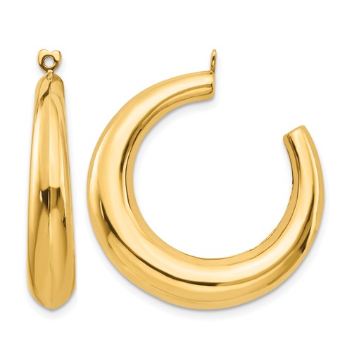 14K Yellow Gold Polished Hollow Tapered Hoop Earring Jackets