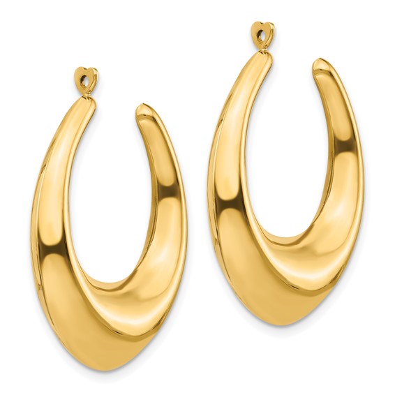 14k Polished Hollow Tapered Hoop Earring Jackets