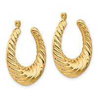 14K Yellow Gold Polished Twisted Hollow Hoop Earring Jackets view 2