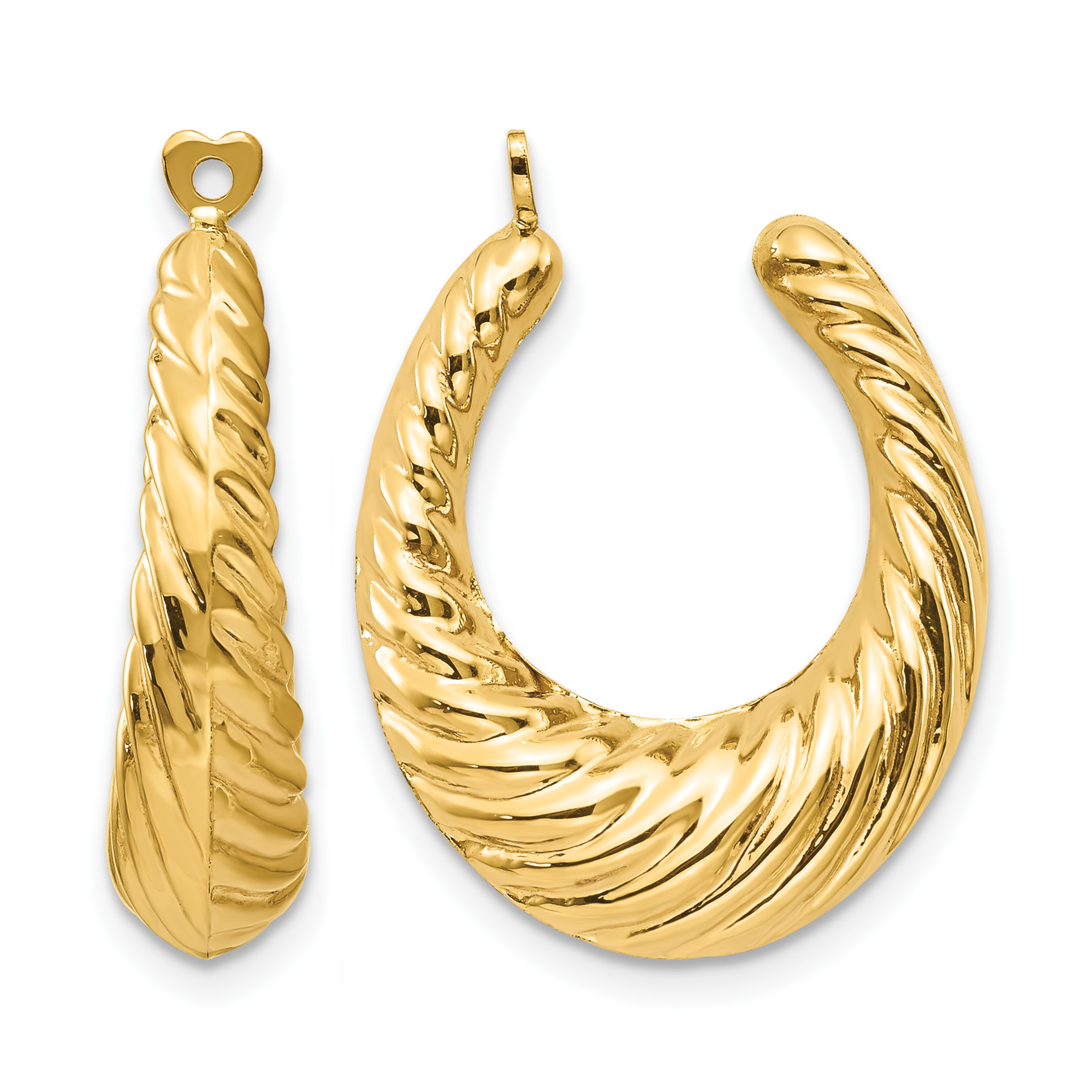 14k Polished Twisted Hollow Hoop Earring Jackets (E627J)