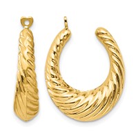 14K Yellow Gold Polished Twisted Hollow Hoop Earring Jackets view 1