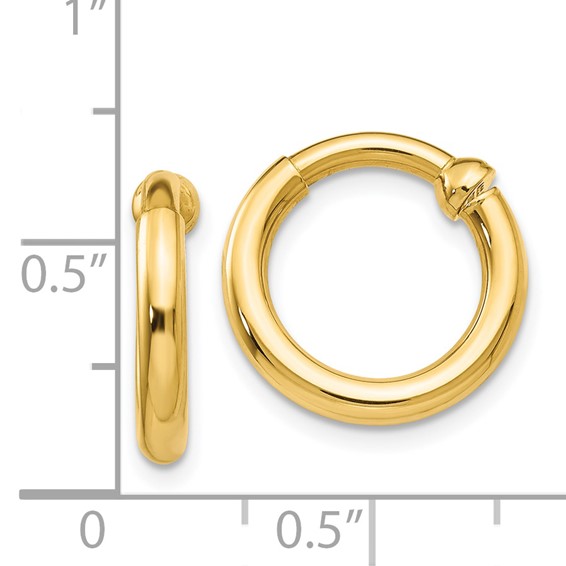 Gold Non-pierced Tube Hoop Earrings