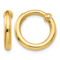 14K Yellow Gold 2.5x 10mm Polished Tube Hoop Non-pierced Earrings view 1