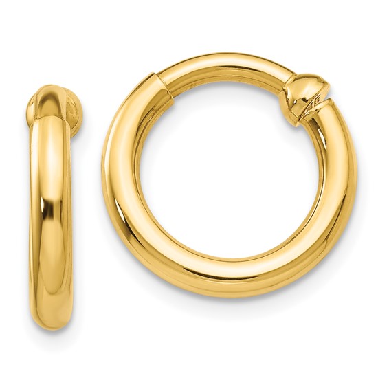 Gold Non-pierced Tube Hoop Earrings