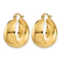 14K Yellow Gold 10.5x 23mm Polished Tapered Hoop Earrings view 2