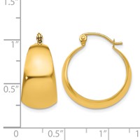 14K Yellow Gold 10.5x 23mm Polished Tapered Hoop Earrings view 4