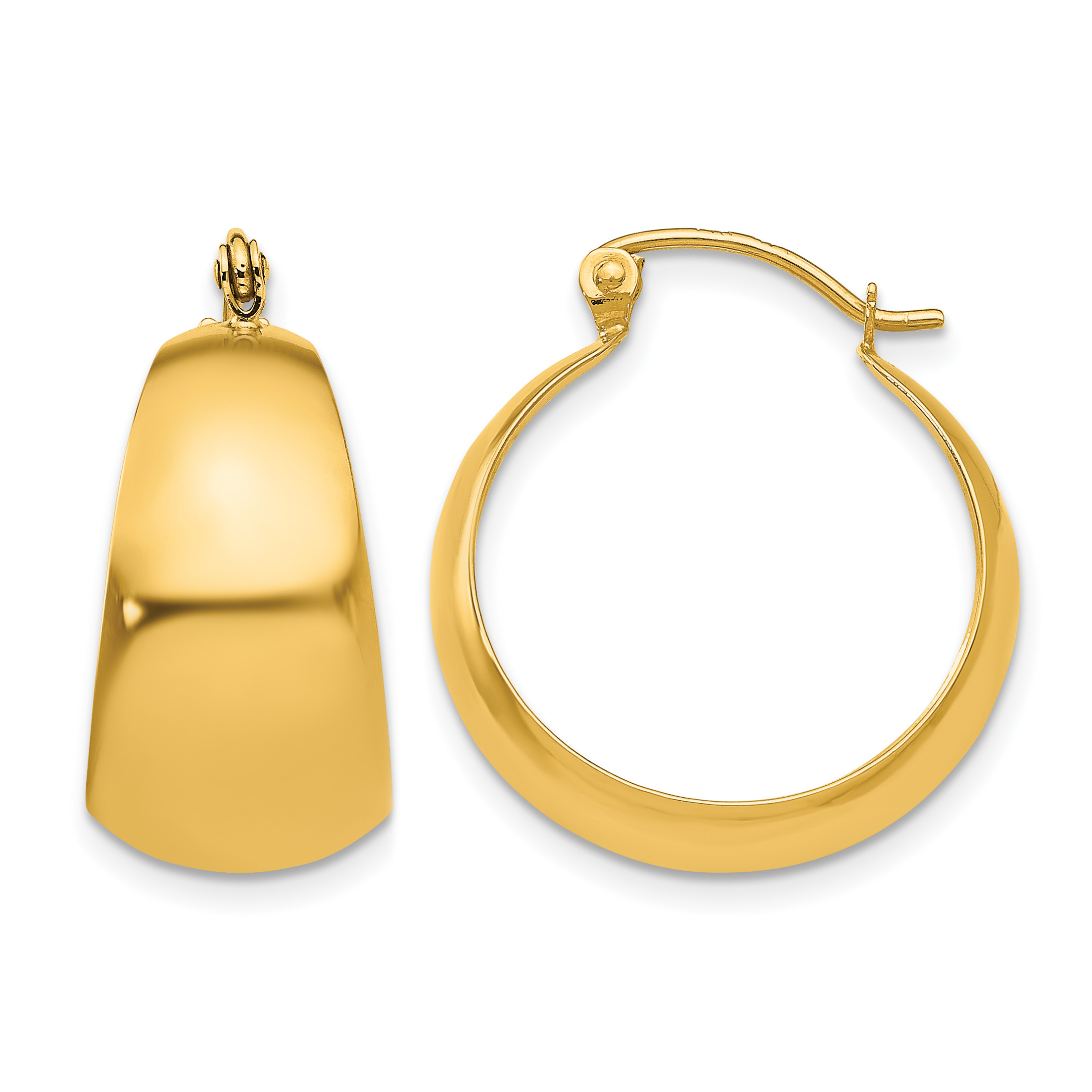 14k Polished 10.5mm Tapered Hoop Earrings (E673)