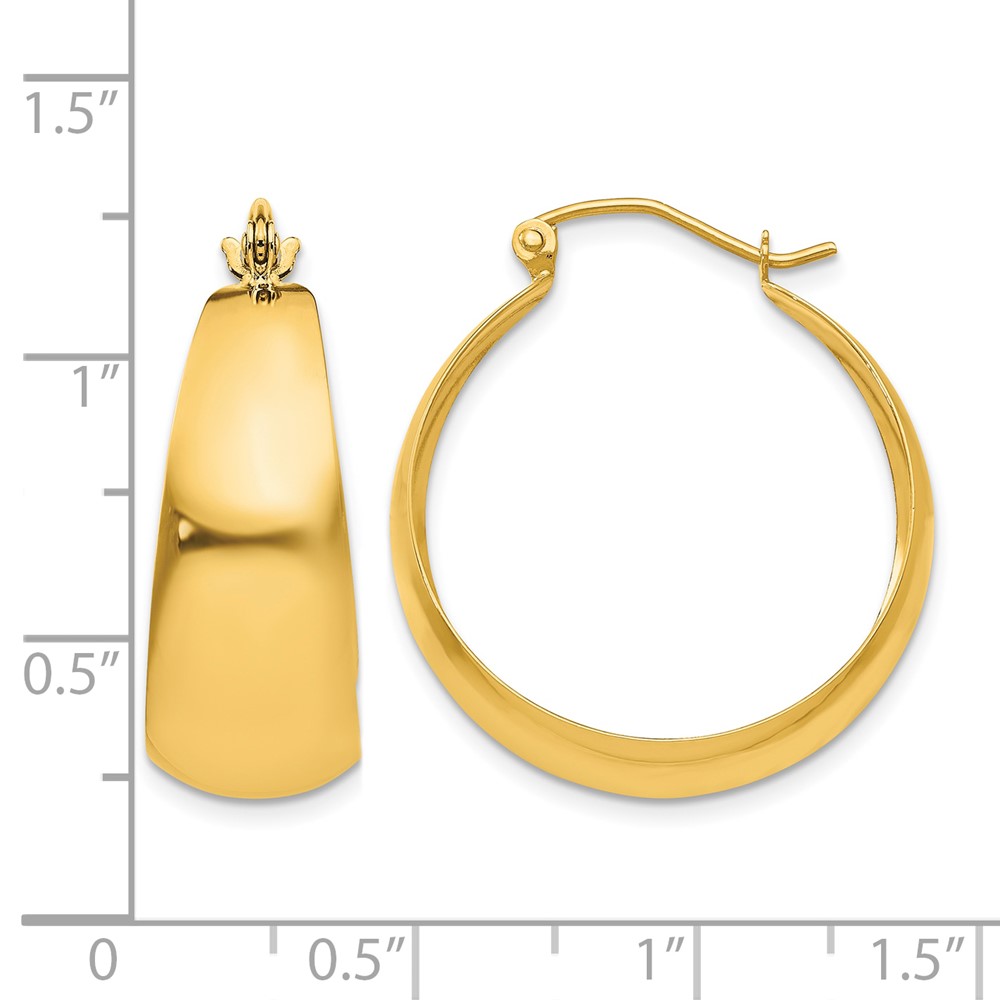 14k Polished 10.5mm Tapered Hoop Earrings (E674)