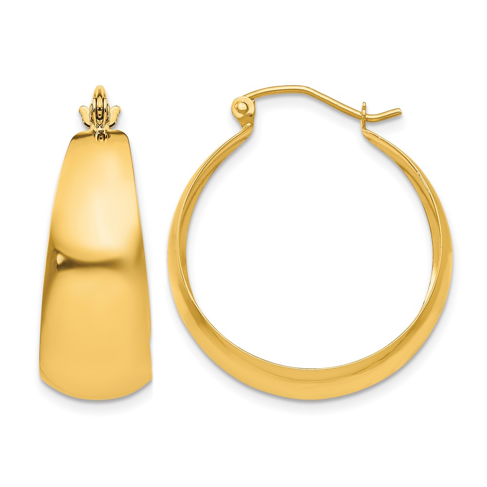 14k Polished 10.5mm Tapered Hoop Earrings (E674)