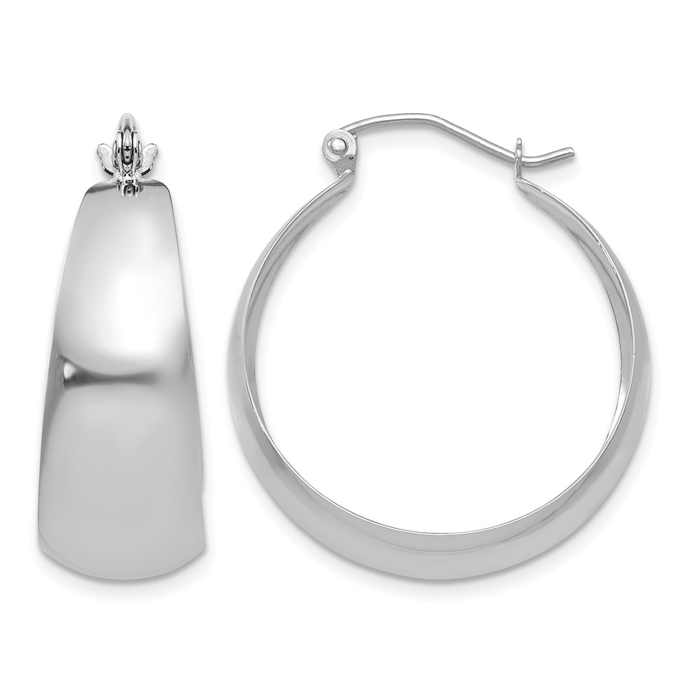 14k White Gold Polished 10.5mm Tapered Hoop Earrings (E674W)