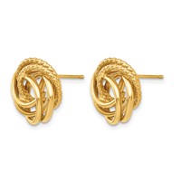 14K 13mm Yellow Gold Polished Love Knot Post Earrings view 2