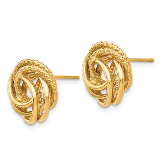 14k 13mm Polished Love Knot Post Earrings