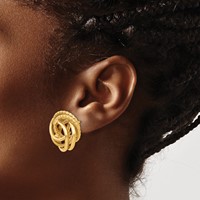 14K 13mm Yellow Gold Polished Love Knot Post Earrings view 3