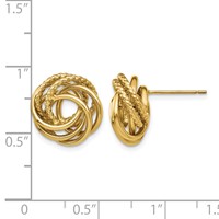 14K 13mm Yellow Gold Polished Love Knot Post Earrings view 4