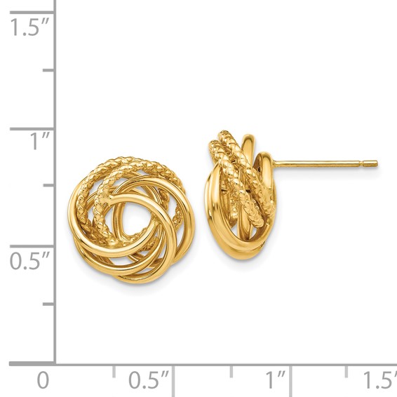 14k 13mm Polished Love Knot Post Earrings