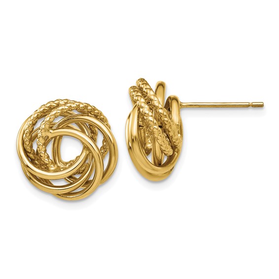 14k 13mm Polished Love Knot Post Earrings