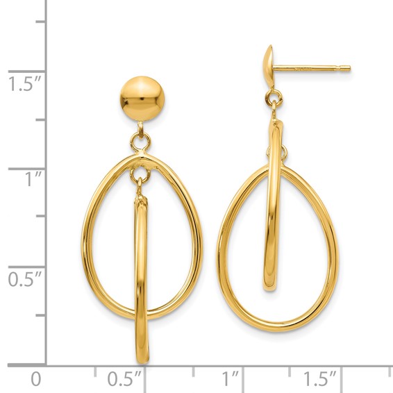 Gold Teardrop Dangle Shepard Hook Earrings