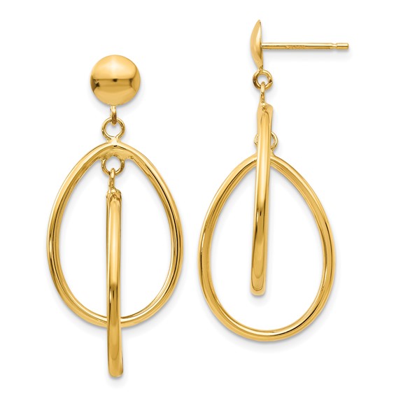 Gold Teardrop Dangle Shepard Hook Earrings
