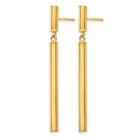 14K Polished Round Tube Dangle Post Earrings view 2
