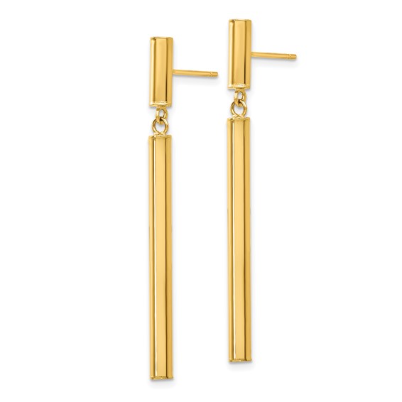 14k Polished Round Tube Dangle Post Earrings