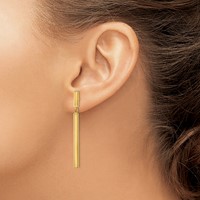 14K Polished Round Tube Dangle Post Earrings view 3