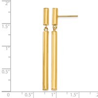 14K Polished Round Tube Dangle Post Earrings view 4