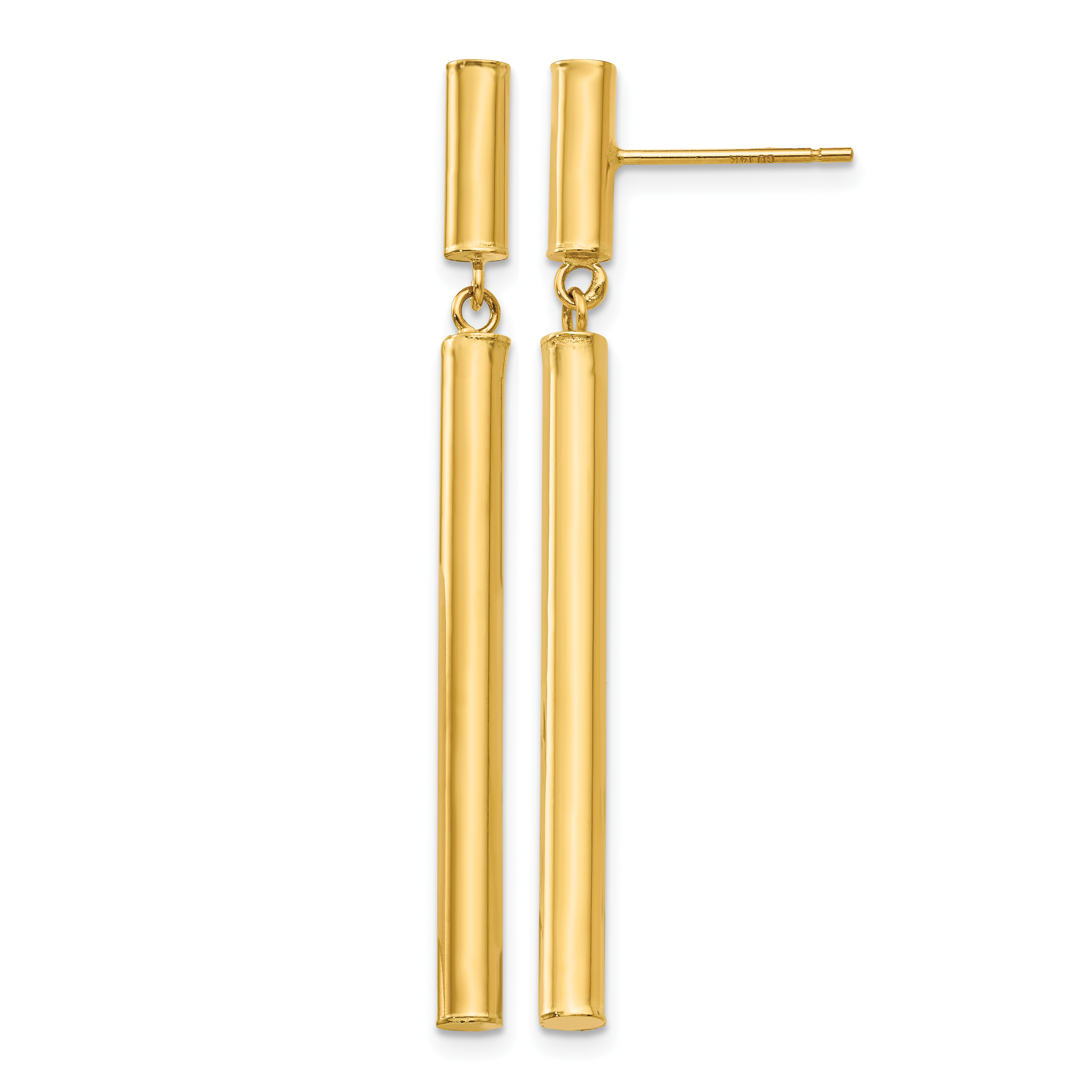 14k Fancy Dangle Round Tube Earrings (E812)