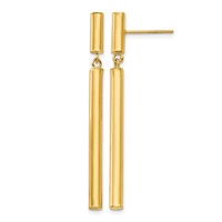 14K Polished Round Tube Dangle Post Earrings view 1
