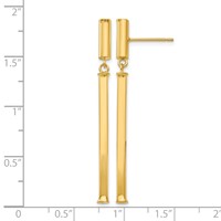 14K Yellow Gold Polished Square Bar Dangle Post Earrings view 4