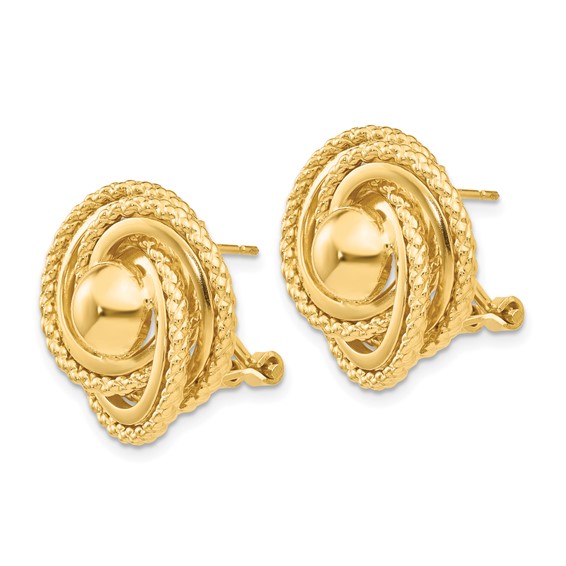 14k Polished and Twisted Fancy Omega Back Post Earrings