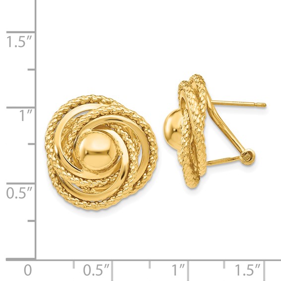 14k Polished and Twisted Fancy Omega Back Post Earrings