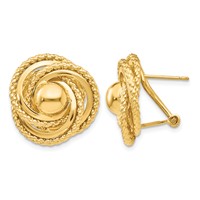 14K Yellow Gold Polished and Twisted Fancy Omega Back Post Earrings view 1