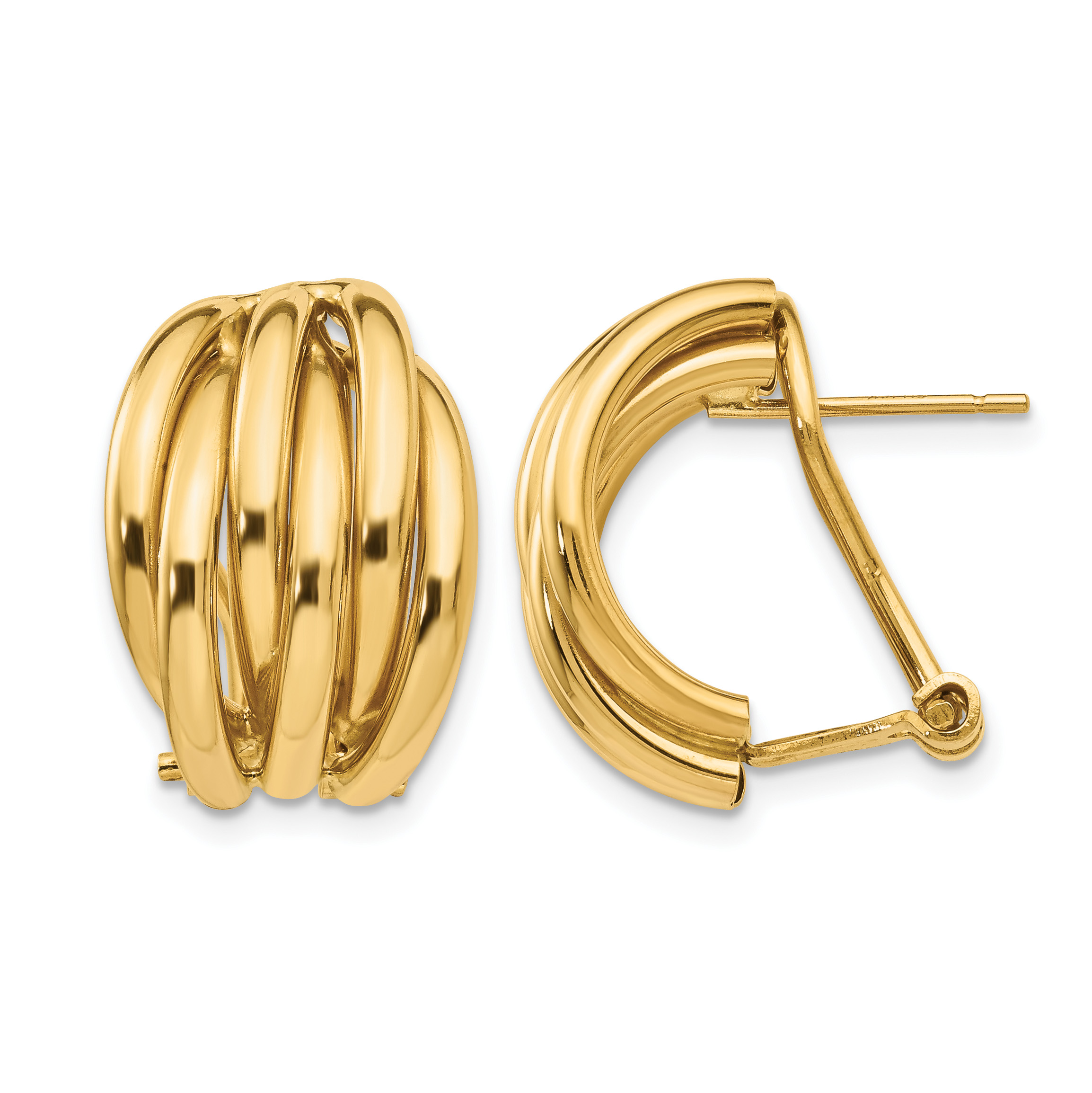 14k Polished Fancy Omega Back Post Earrings (E833)