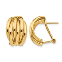 14K Polished Fancy Omega Back Post Earrings view 1