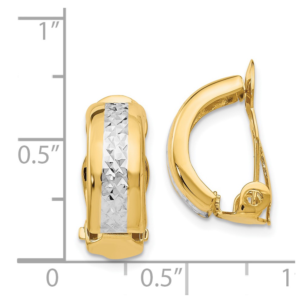 14k w/ White Rhodium Polished & D/C Non-pierced Earrings (E845)