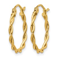 14K Polished 2.25mm Twisted Hoop Earrings view 2