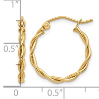 14K Polished 2.25mm Twisted Hoop Earrings view 4